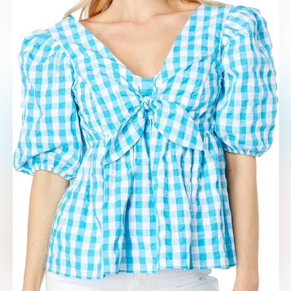NWT 2- Sizes Lilly Pulitzer Checkered Top Sarafina Short Sleeve